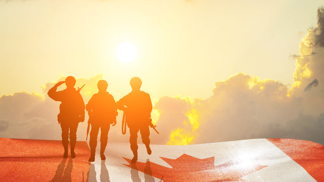 Canadian soldiers with Canadian flag